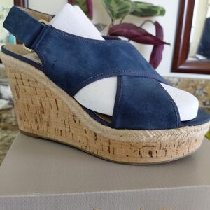 Navy Wedge Sandals